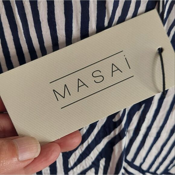 NWT MASAI Crepe Dress Navy & White Zebra Stripes Size XS - Picture 11 of 14